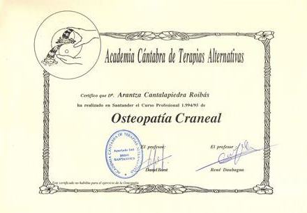 Diploma Osteopatía Craneal 1995